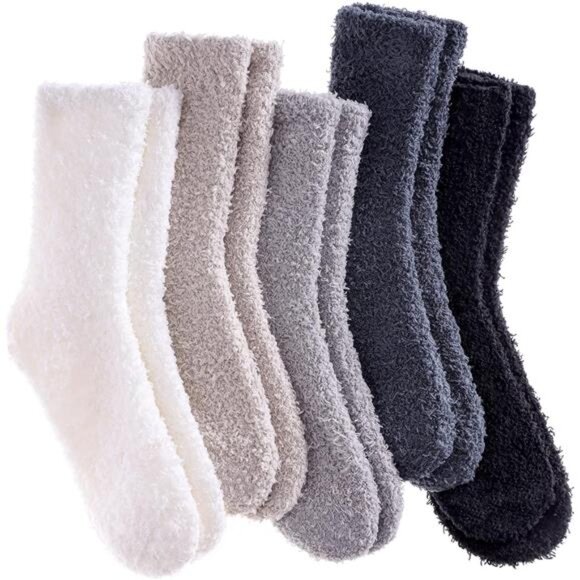 5/6 Pairs Womens Super Soft Fuzzy Plush Warm Winter Home Sleeping Slipper Socks - Picture 1 of 7